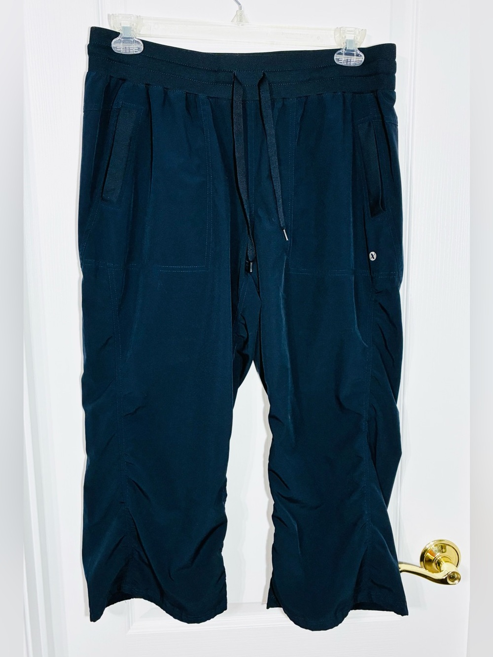 X By Gottex Cropped Pull On Athleisure Jogger Pants Navy Size XL